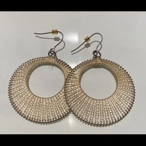 Gray Beaded Hoop Earrings